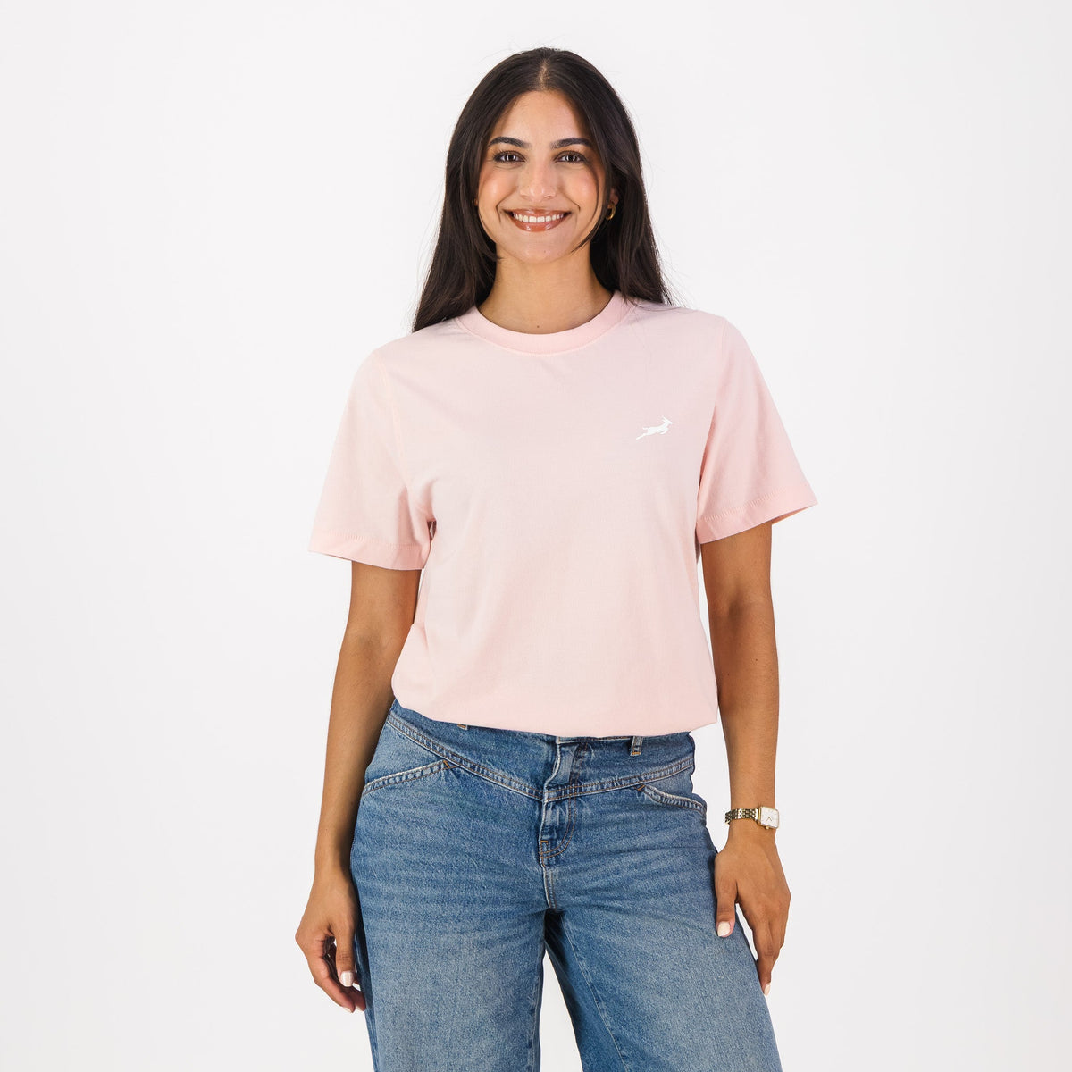 Springboks HS Sml Logo L Crew Tee - Rose Quartz - Old School