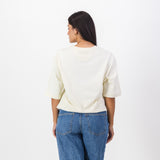 Old School Leisure Protea Woven Badge Relaxed T-Shirts Ivory