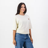 Old School Leisure Protea Woven Badge Relaxed T-Shirts Ivory