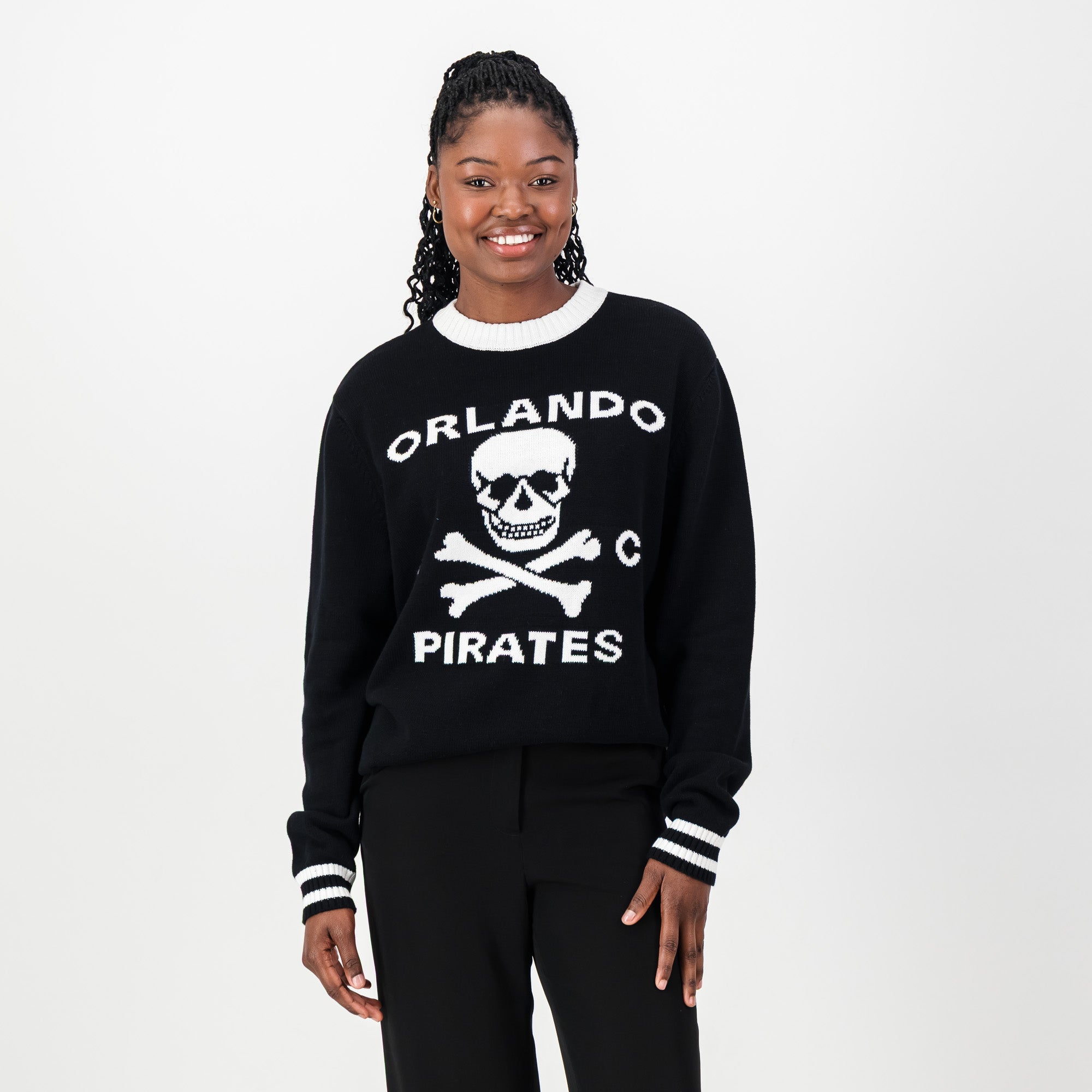 Orlando Pirates Tipped Crew Knit LS Jersey- Black
