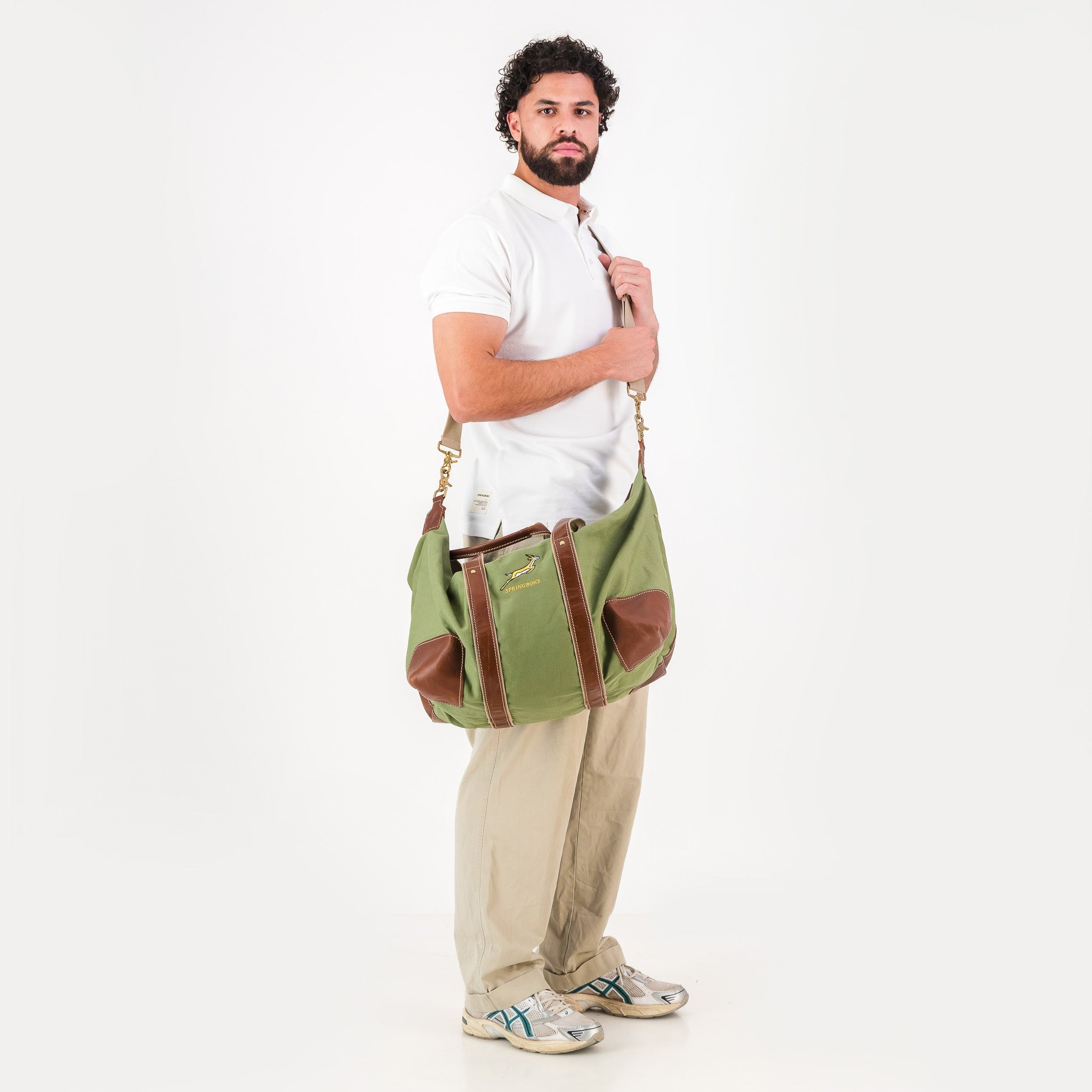 Springboks Canvas & Leather Travel Bag Military Olive
