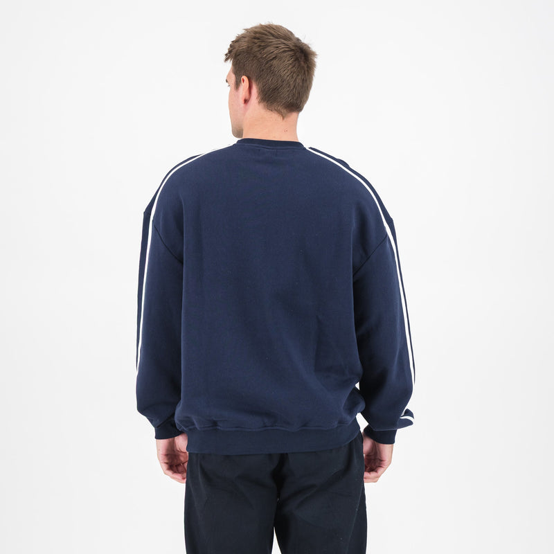 Real Madrid Piped Panel Crew Sweat-Navy