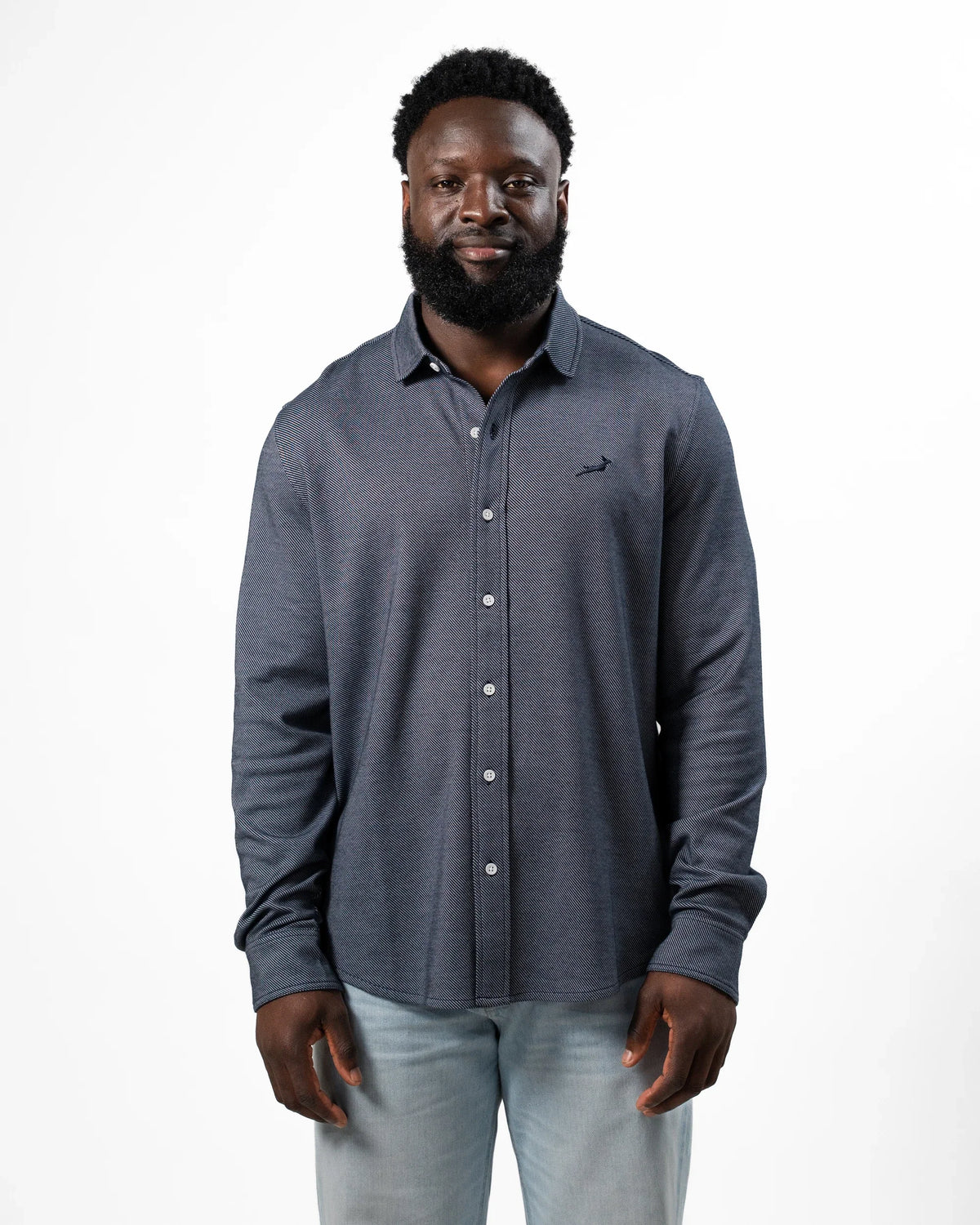 Springboks Jacquard LS Shirt Navy