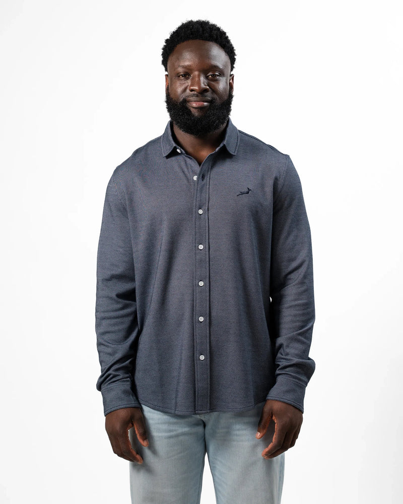Springboks Jacquard LS Shirt Navy