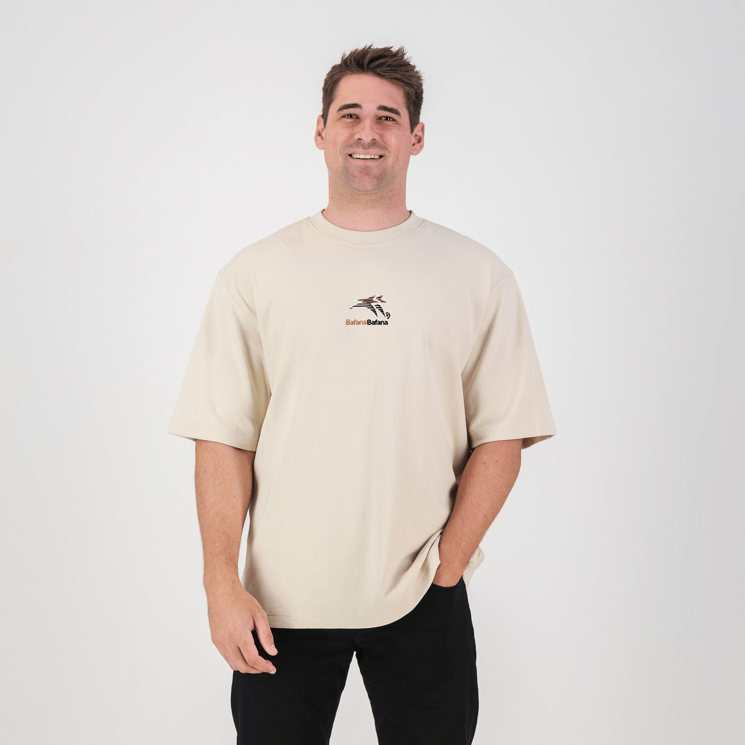 Bafana Bafana Boxy Crew Tee - Ivory - Old School