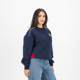 Barcelona FC colour block Crew Sweat - Navy - Old School