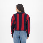 Barcelona FC Stripe 2 Button Polo Knitwear Long Sleeve Yarn Dye Navy - Old School