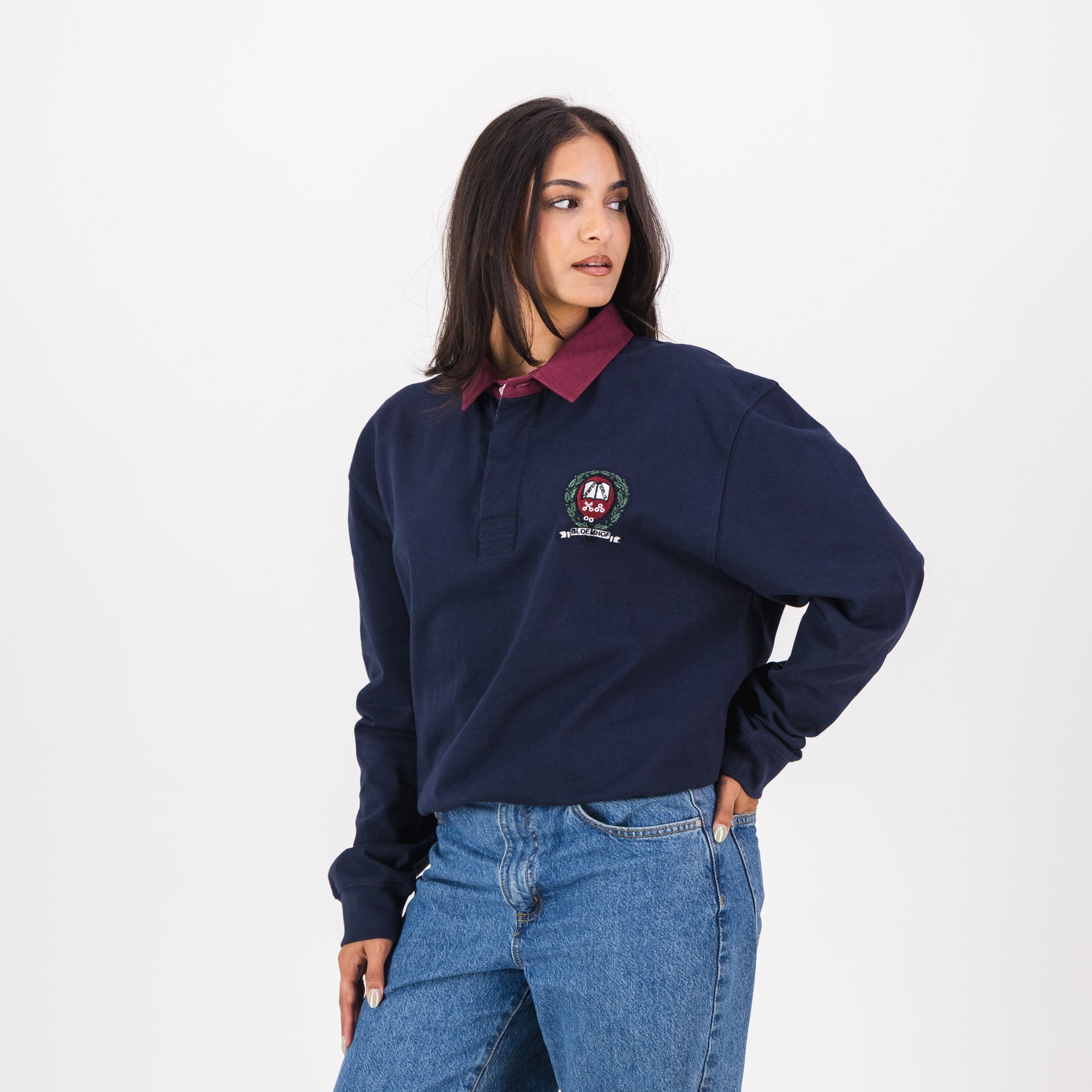 Bloemhof Girls High School LS Rugby Jersey - Navy - Old School