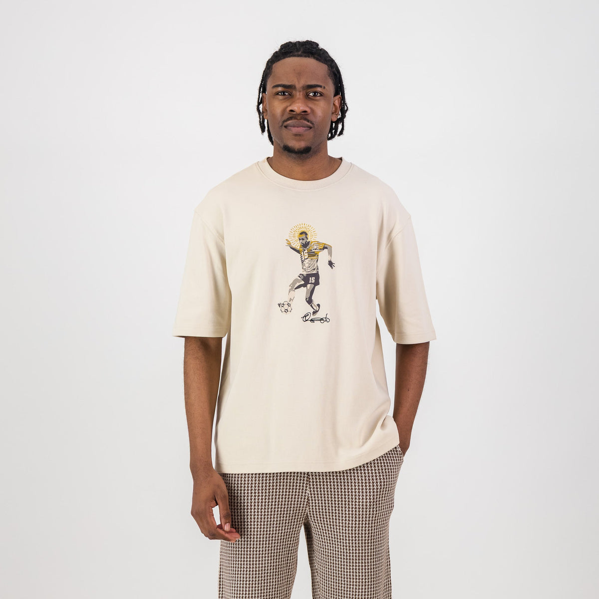 Doctor Khumalo Boxy Crew Tee - Ivory - Old School