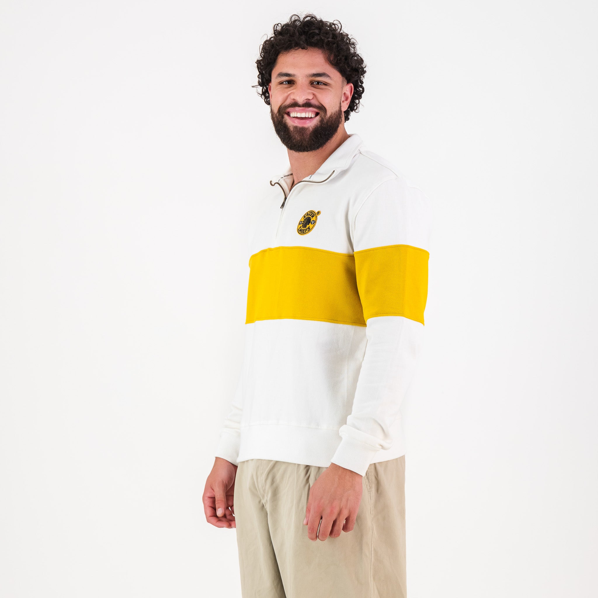 Kaizer Chiefs Hoop Quarter Zip Sweat - Cloud Dancer - Old School