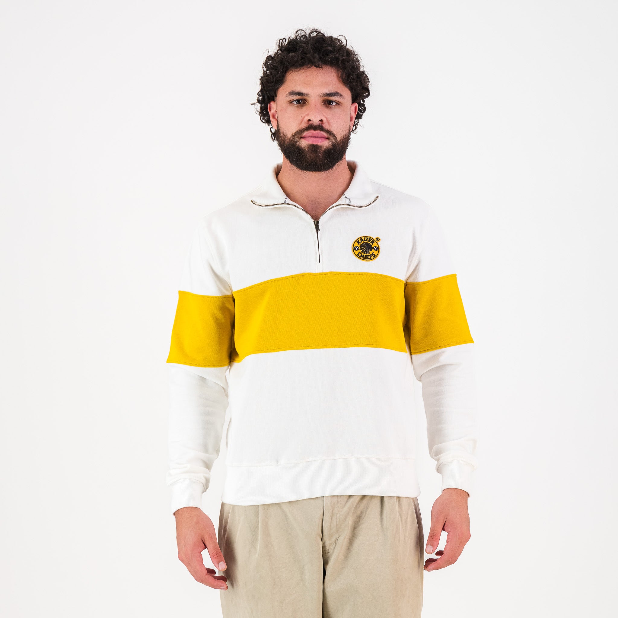 Kaizer Chiefs Hoop Quarter Zip Sweat - Cloud Dancer - Old School