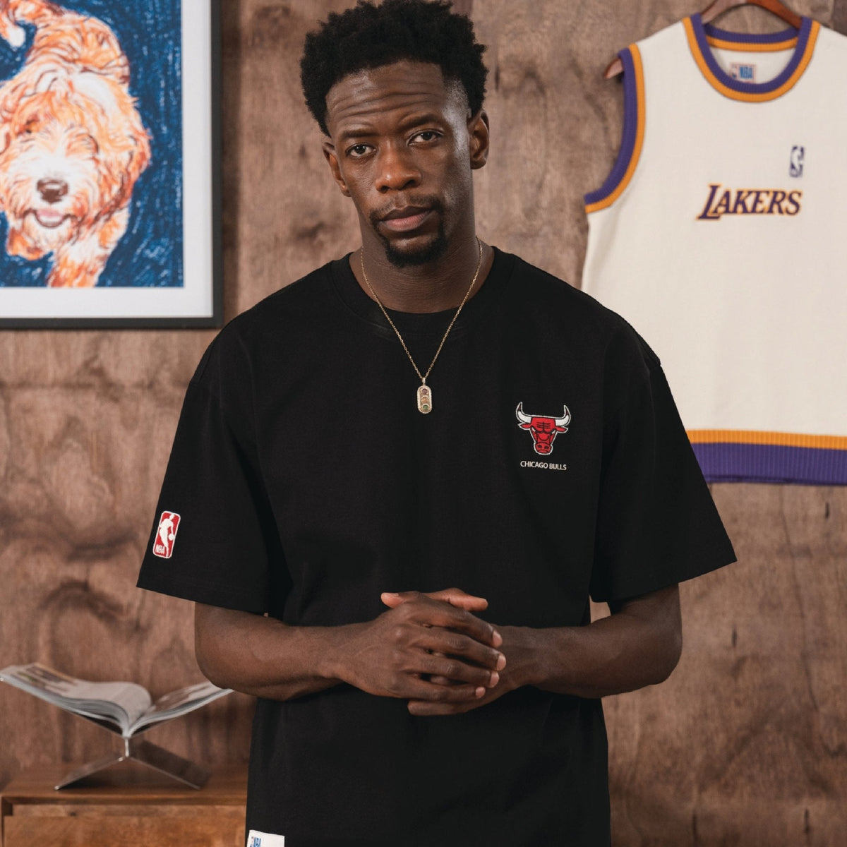 NBA Chicago Bulls Boxy Tee - Black - Old School