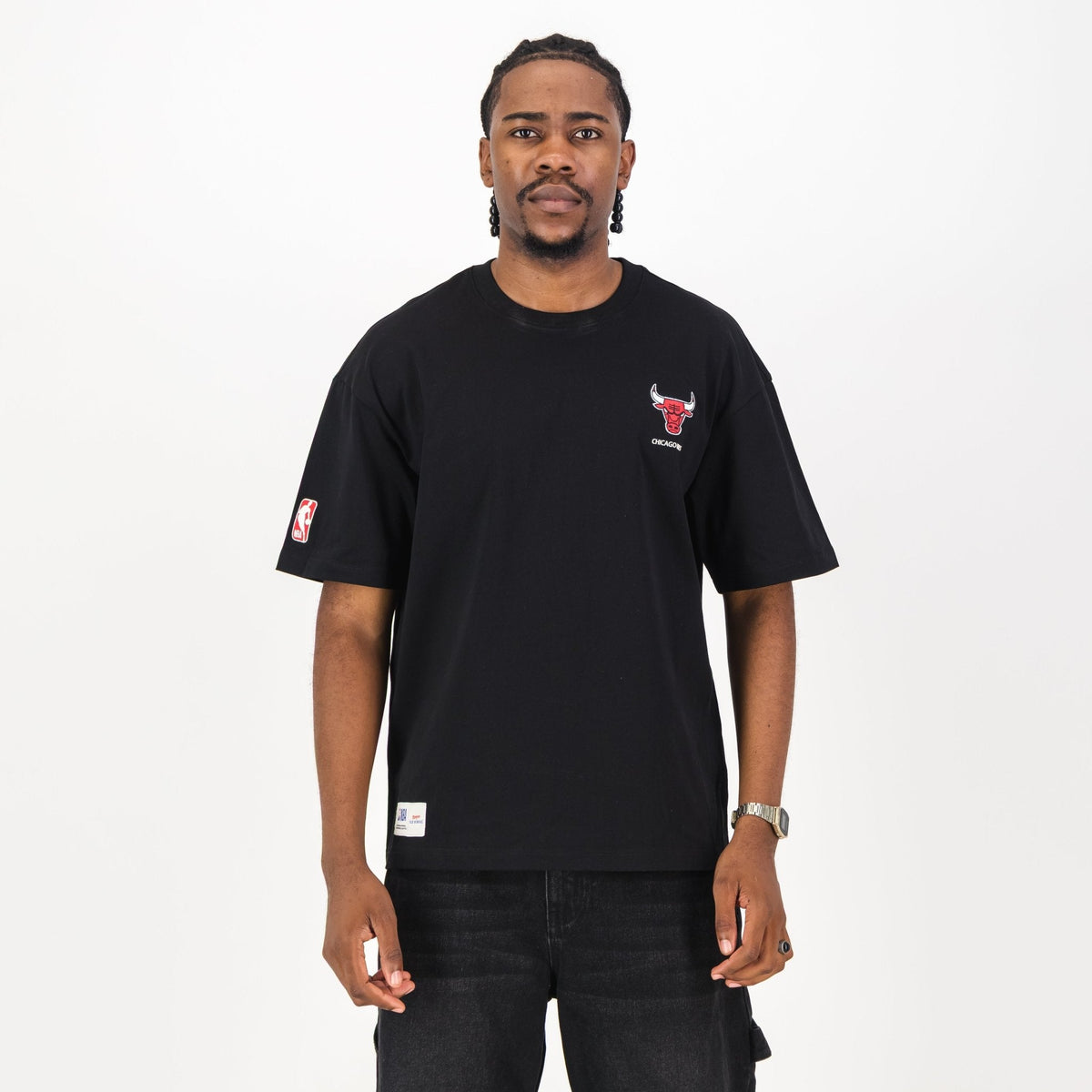 NBA Chicago Bulls Boxy Tee - Black - Old School