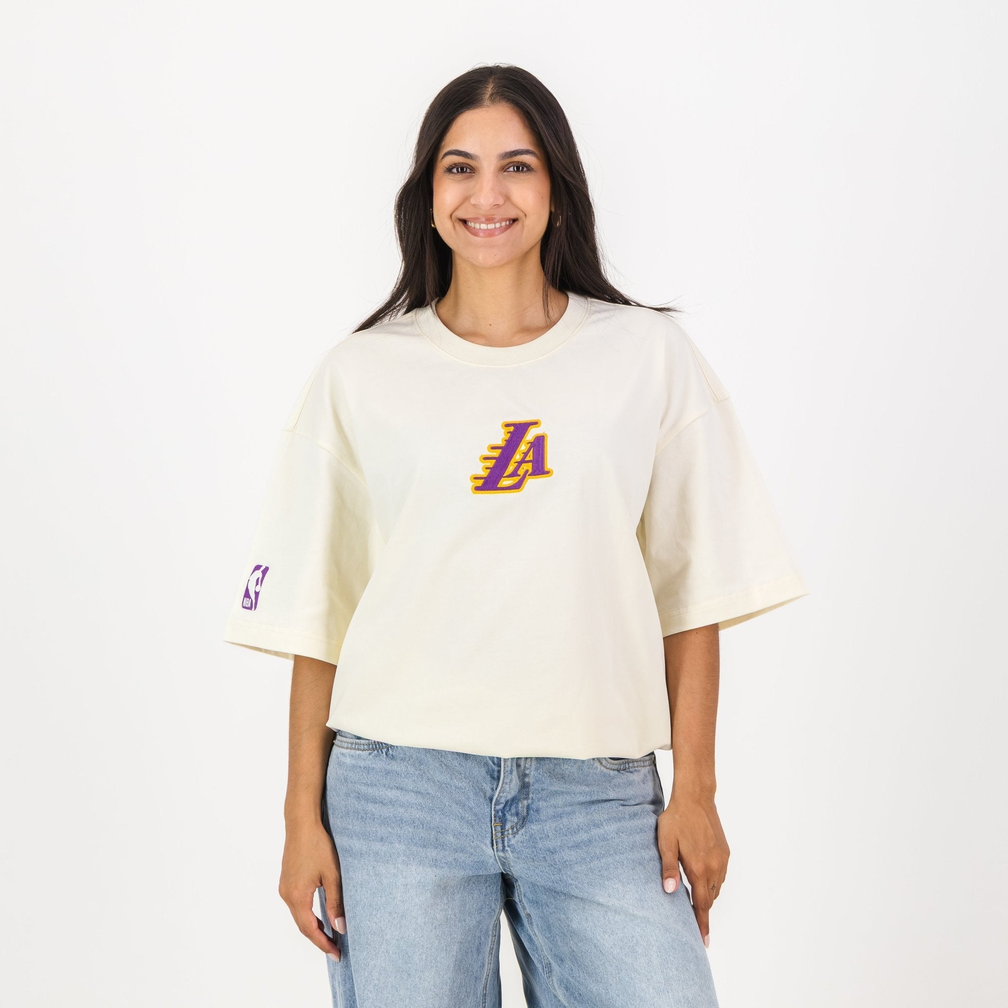 NBA LA Lakers Boxy Tee - Ivory - Old School