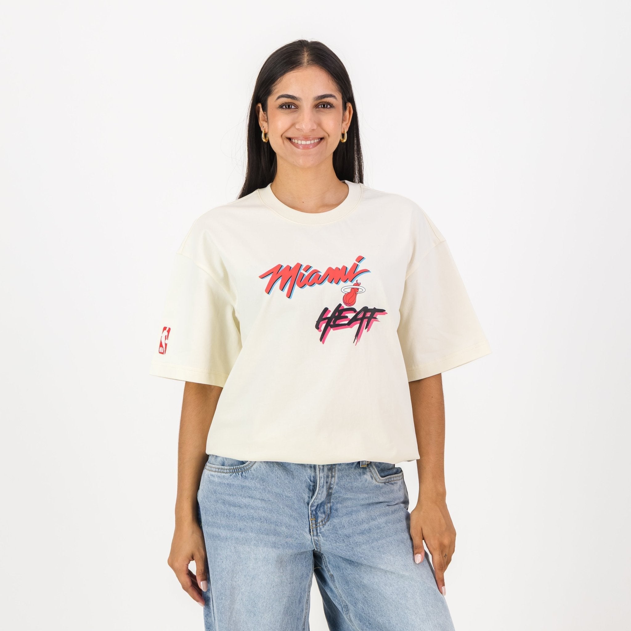 NBA Miami Heat Boxy Tee - Ivory - Old School