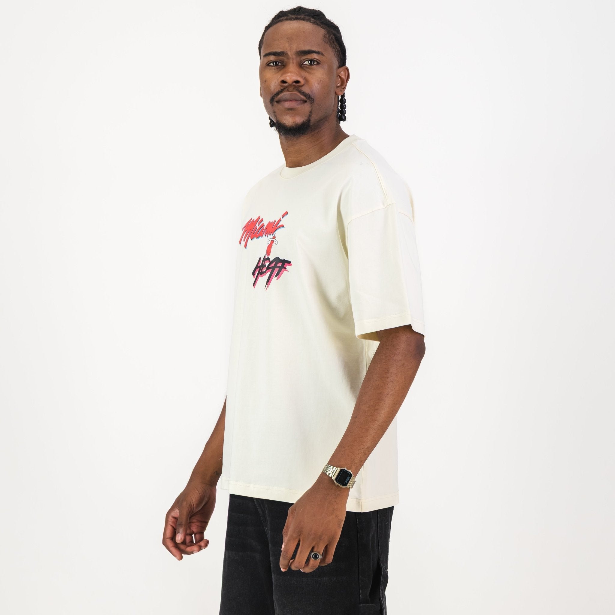 NBA Miami Heat Boxy Tee - Ivory - Old School