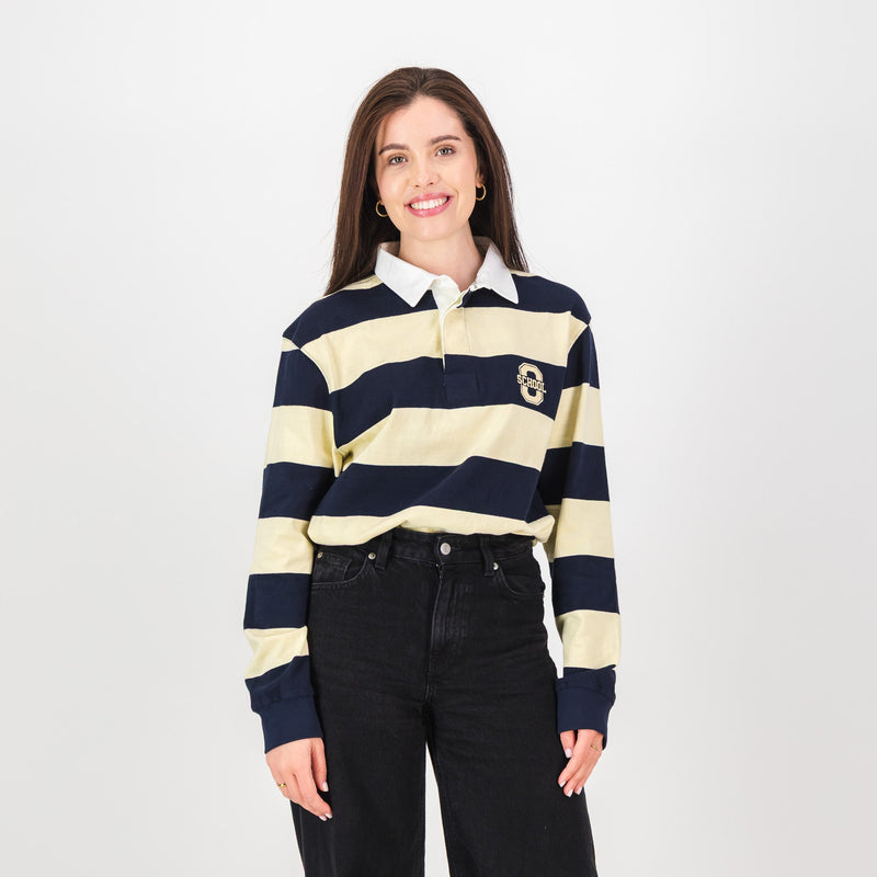 Old School YD Stripe 8X8 LS Rugby Jersey - Navy - Old School