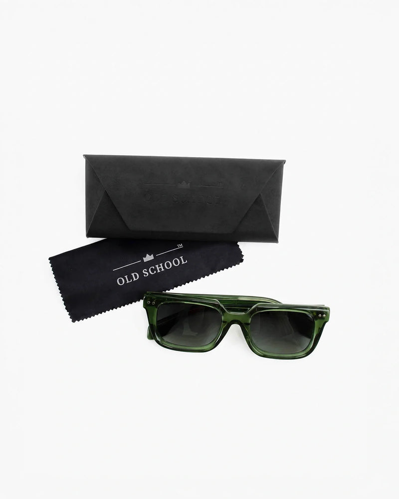 Old School Rectangle Sunglasses-Green