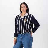Real Madrid Stripe LS Knit Jersey - Navy - Old School