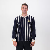 Real Madrid Stripe LS Knit Jersey - Navy - Old School