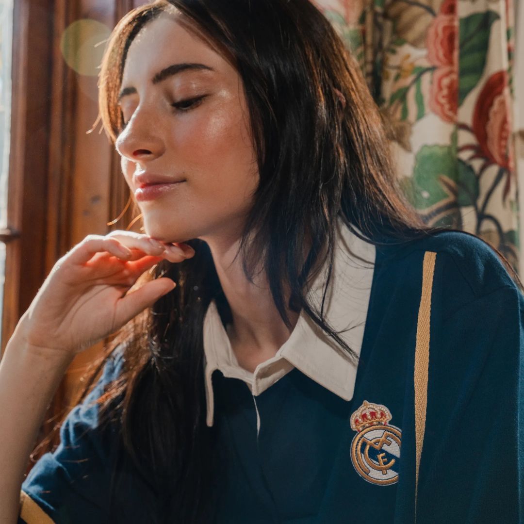 Real Madrid Twill Tape Detail SS Rugby Polo - Navy - Old School