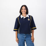Real Madrid Twill Tape Detail SS Rugby Polo - Navy - Old School