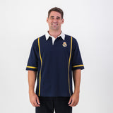 Real Madrid Twill Tape Detail SS Rugby Polo - Navy - Old School
