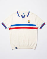 France Football Retro Stripe SS Knit Polo White