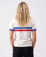 France Football Retro Stripe SS Knit Polo White