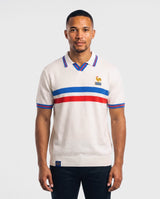 France Football Retro Stripe SS Knit Polo White