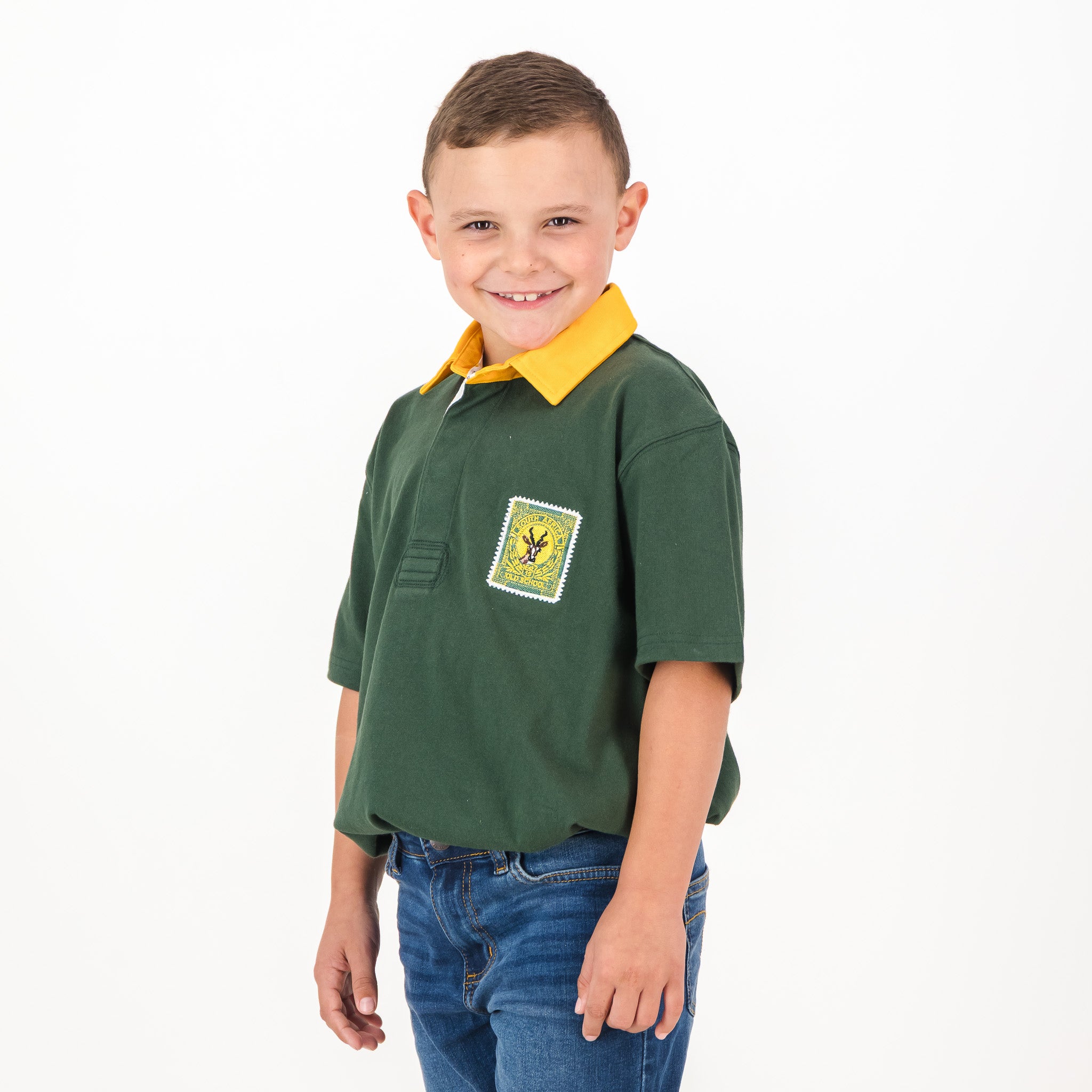 SA Supporters Kids Tops Kids SS Rugby Jersey GG Eb - Old School