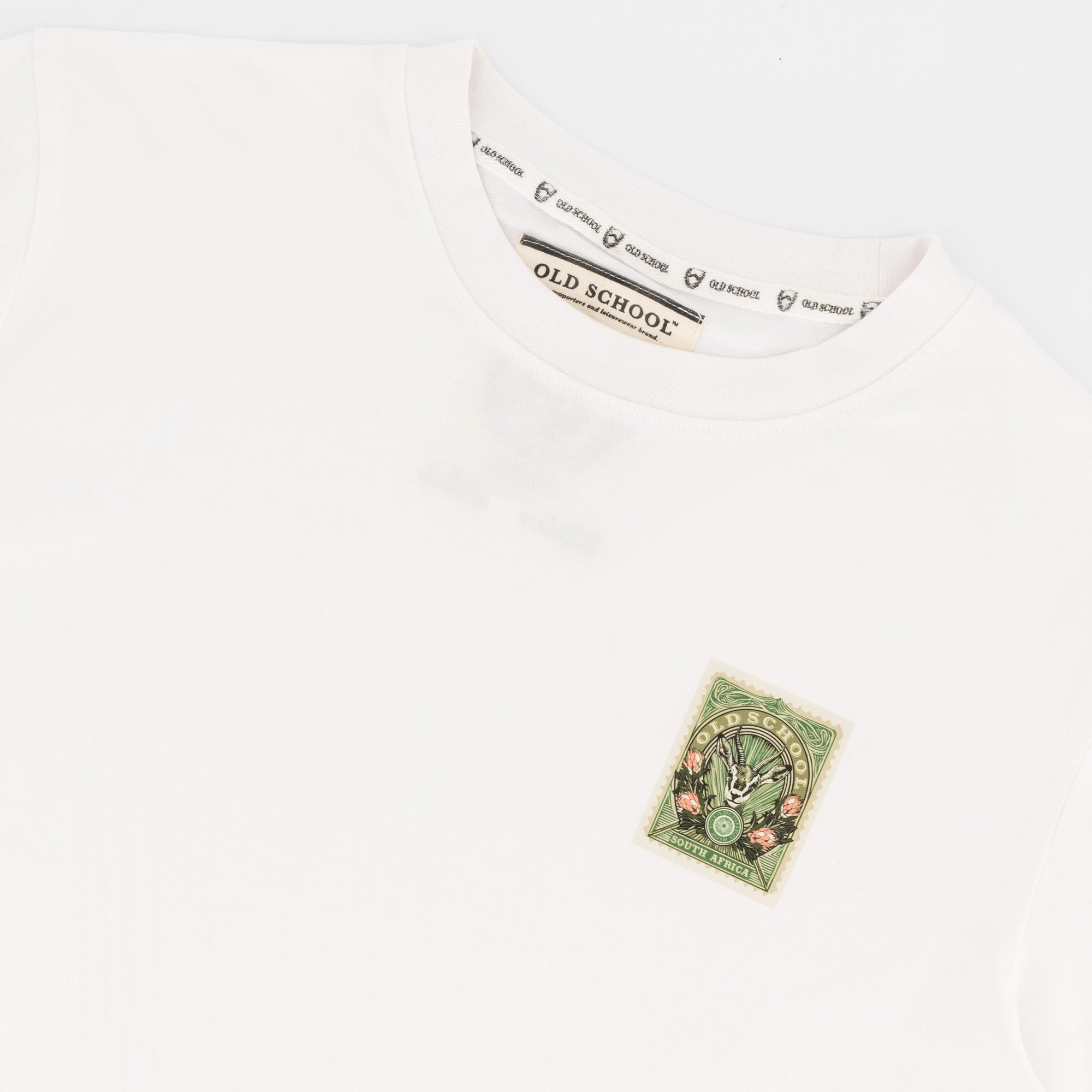 SA Supporters Stamp Reg Crew Tee - White - Old School