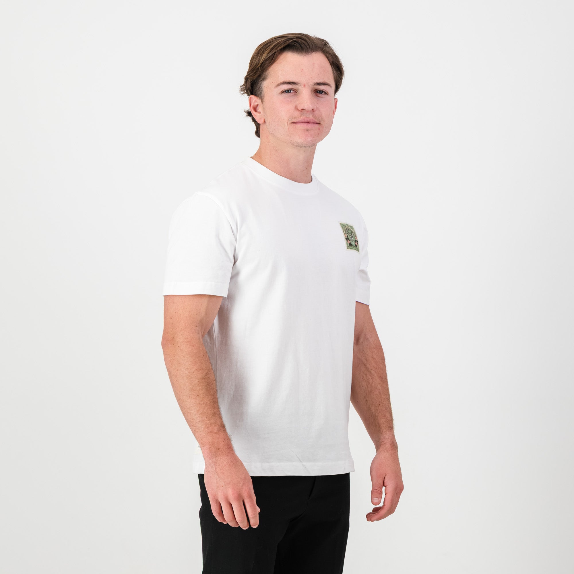 SA Supporters Stamp Reg Crew Tee - White - Old School