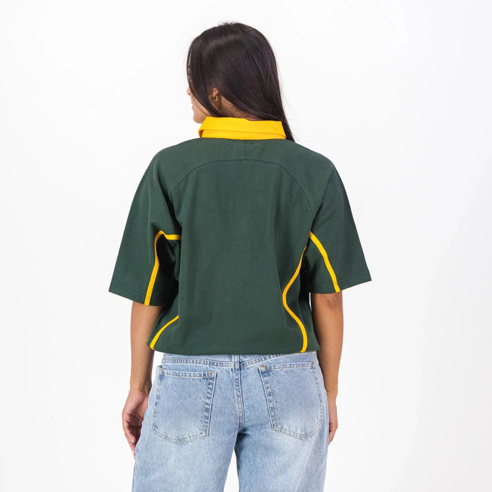 SA Supporters Twill Sleeve SS Rugby Jersey Raglan Green - Old School