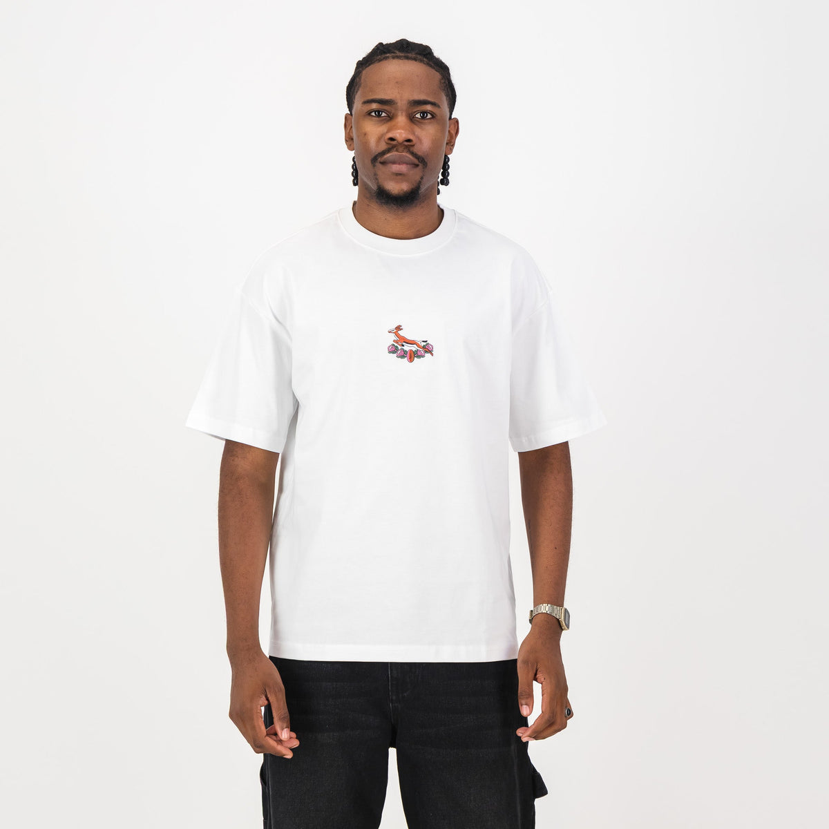 Springboks 95 Embroidery Boxy Crew Tee - White - Old School