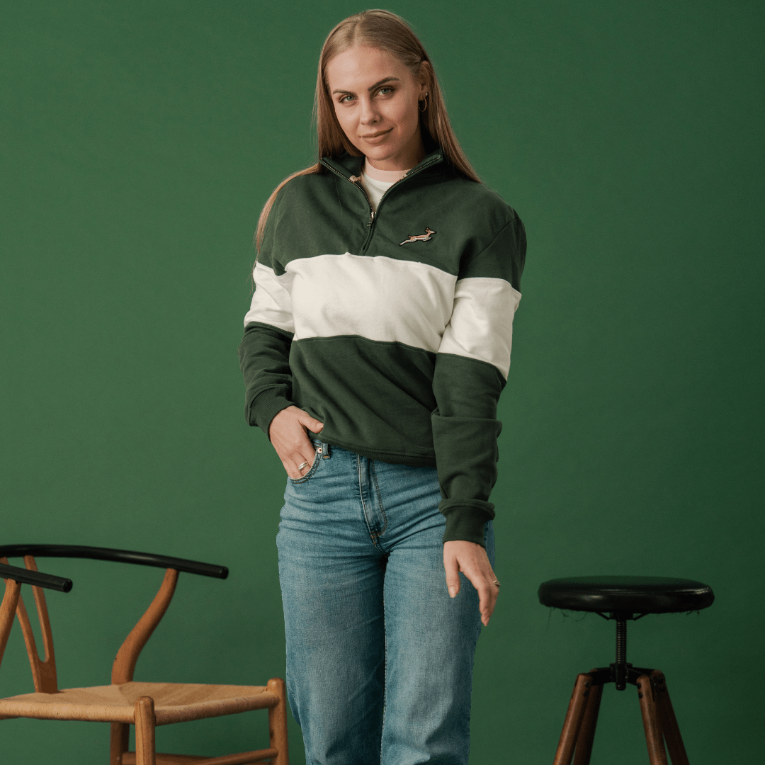 Springboks Classic Hoop Quarter Zip - OS Green - Old School