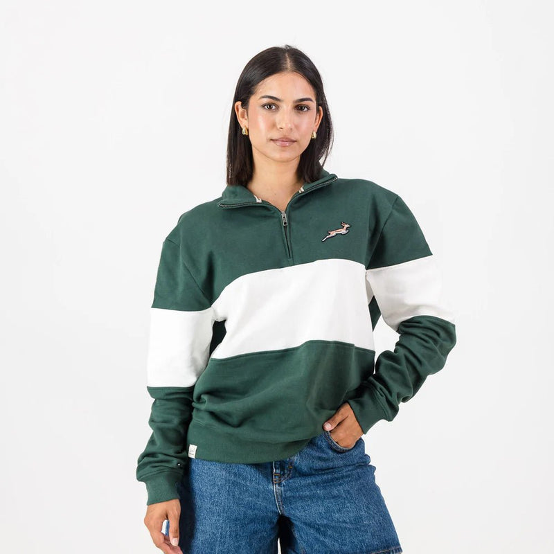 Springboks Classic Hoop Quarter Zip - OS Green - Old School