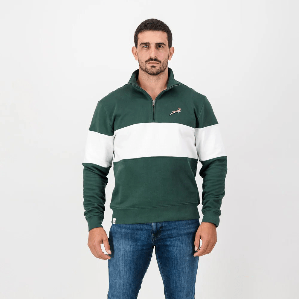 Springboks Classic Hoop Quarter Zip - OS Green - Old School