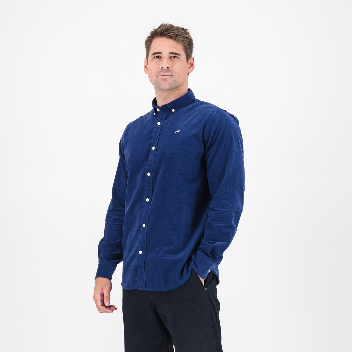 Springboks Fine Corduroy Shirt - Navy - Old School