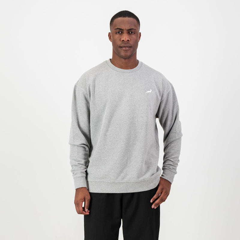 Springboks HS Small logo Crew Sweat - LT Grey Melange - Old School
