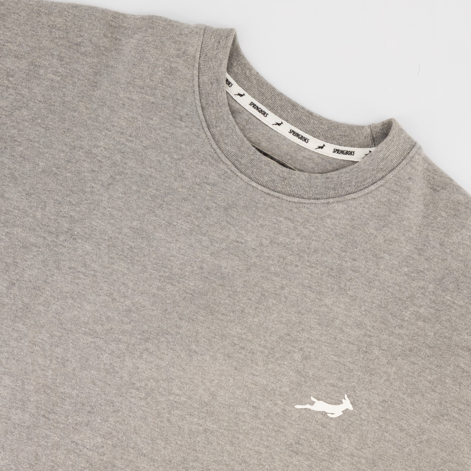 Springboks HS Small logo Crew Sweat - LT Grey Melange - Old School