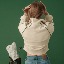 Springboks Ladies Piped Zip Through Sweat - Ivory - Old School