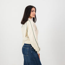 Springboks Ladies Piped Zip Through Sweat - Ivory - Old School