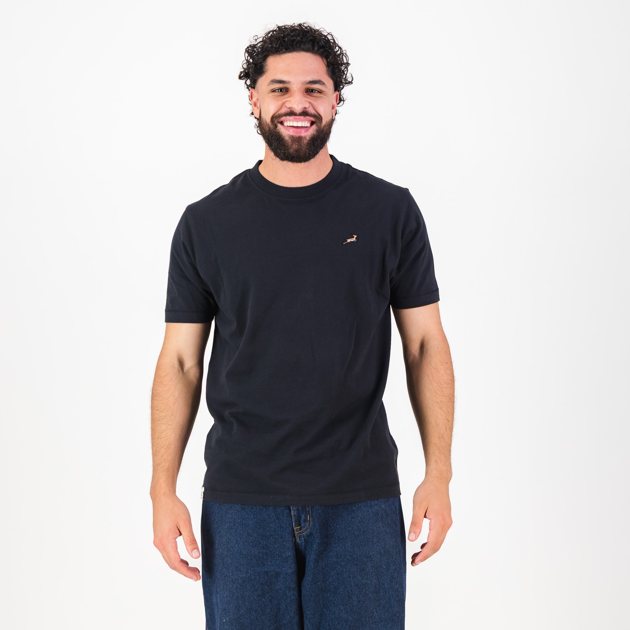 Springboks LC EMB Regular Crew Tee - Black - Old School
