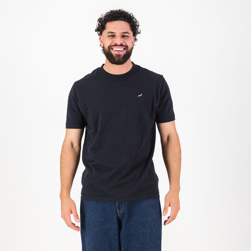 Springboks LC EMB Regular Crew Tee - Black - Old School