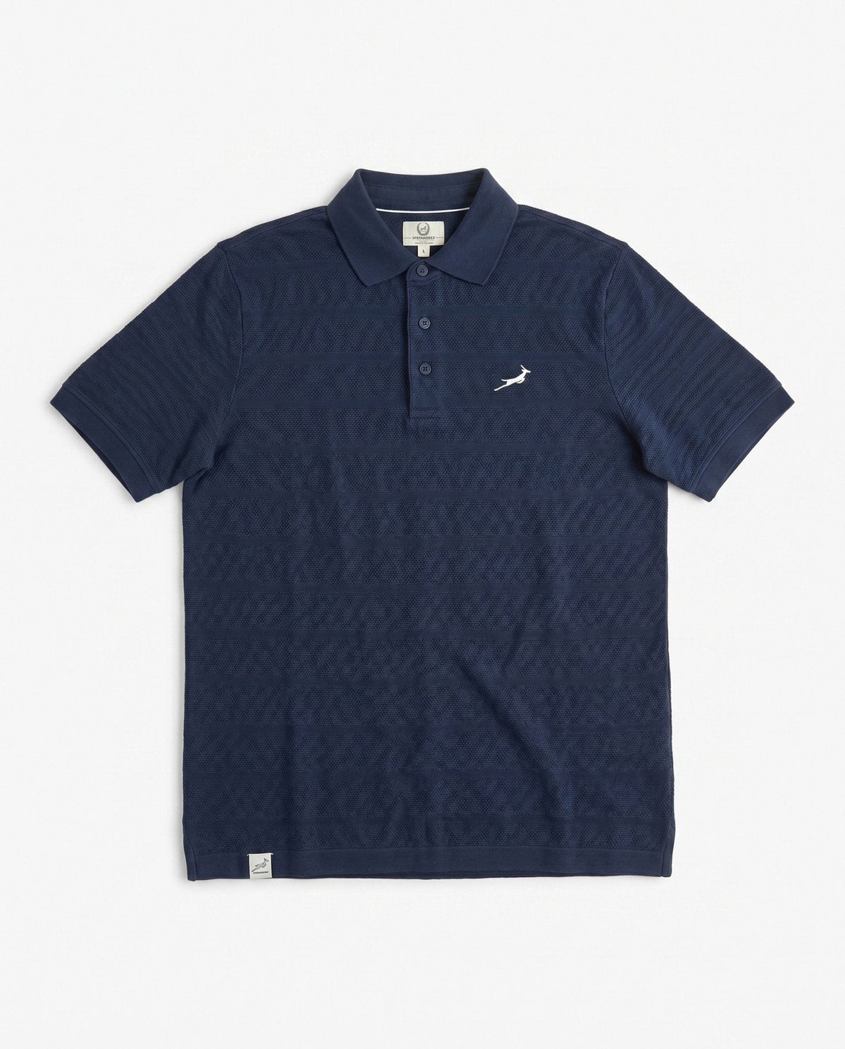 Springboks Popcorn Short Sleeve Golf Polo - Navy - Old School