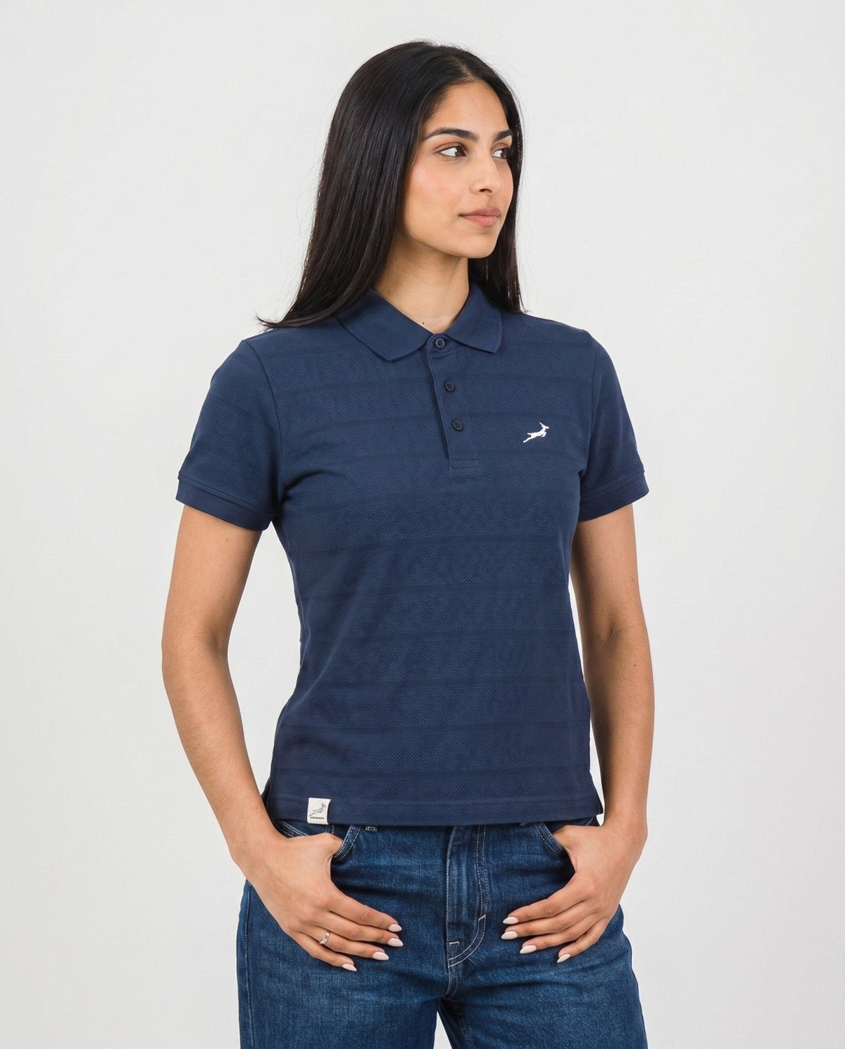 Springboks Popcorn Short Sleeve Golf Polo - Navy - Old School