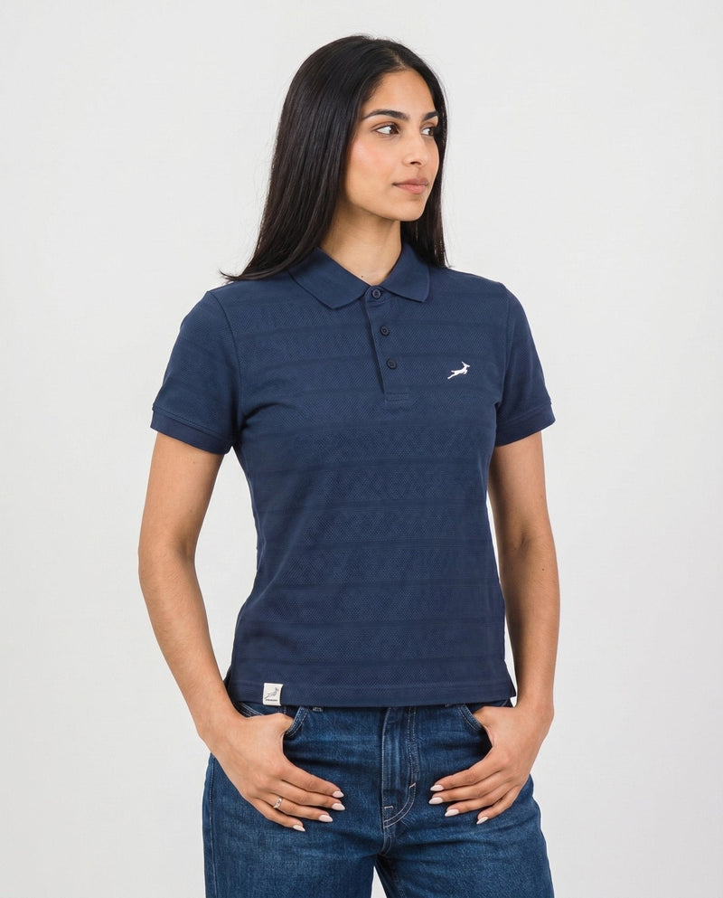 Springboks Popcorn Short Sleeve Golf Polo - Navy - Old School