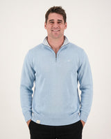 Springboks Premium Quarter Zip Knit - Skyway - Old School