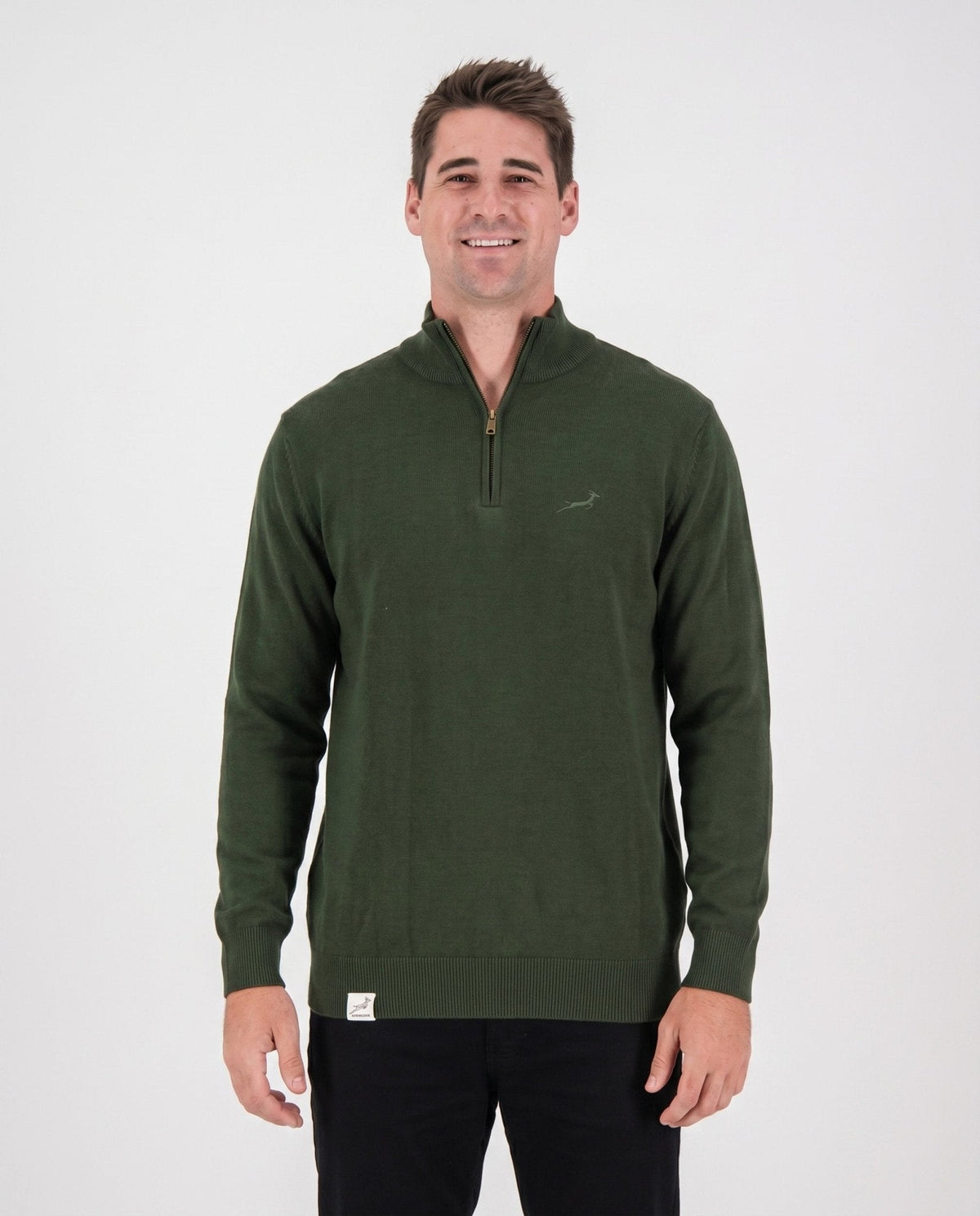 Springboks Quarter Zip Knit Knitwear Rifle Green - Old School